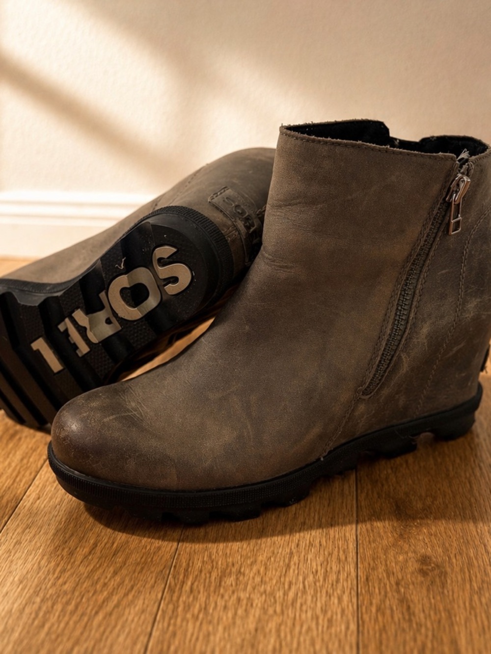 Sorel Joan of Arctic II Quarry Grey Zip Wedge Bootie